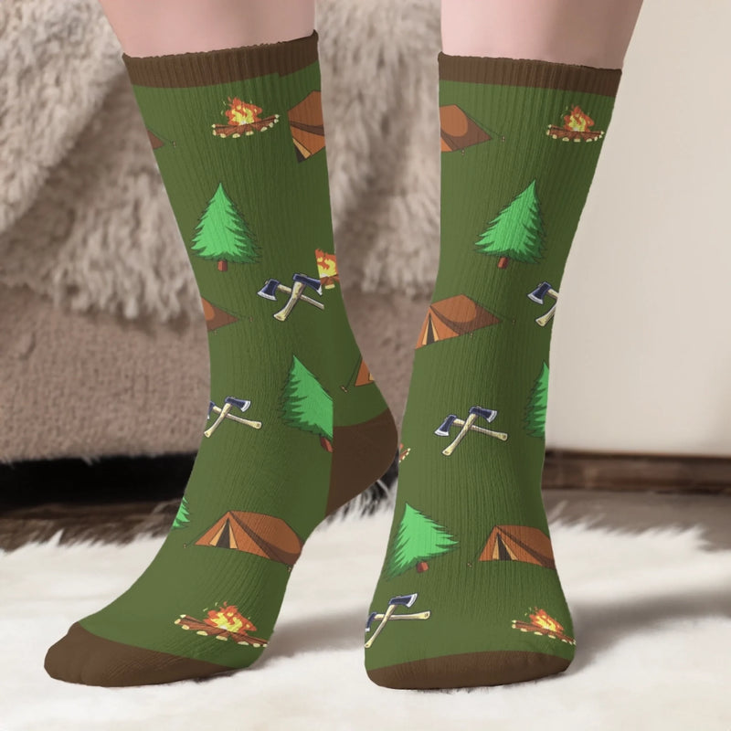 Custom Name Funny Camping Gifts - Personalized Middle Tube Socks