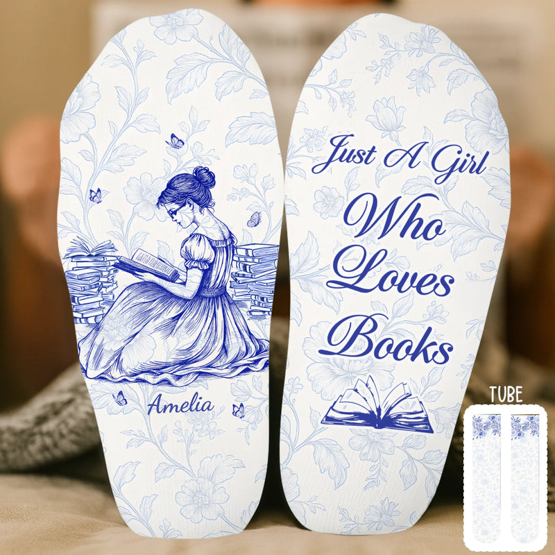 Custom Name Book Lover Gifts for Readers - Personalized Middle Tube Socks