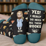 Custom Name Book Lover Gifts for Women - Personalized Middle Tube Socks