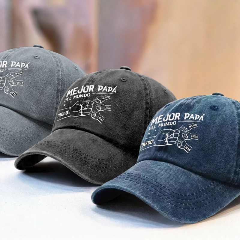 Gorra de Béisbol Personalizada de Mezclilla Vintage Lavada – Regalos de Cumpleaños Personalizados para Papá, Abuelo – Amado Por Ellos, Llamado Papá