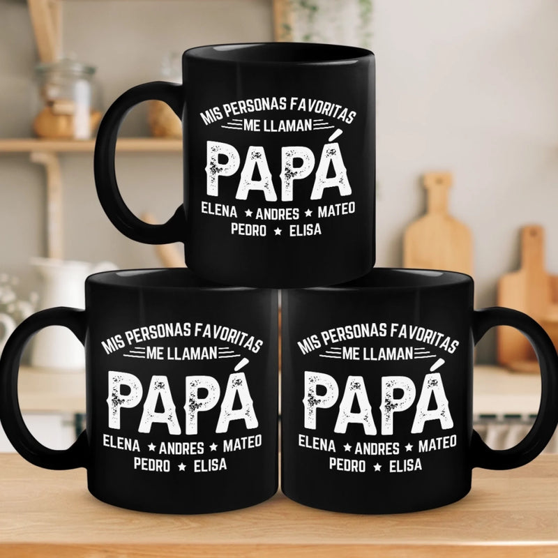 Taza Negra Personalizada - Regalos De Cumpleaños Personalizados Para Papá, Abuelo - Mis Personas Favoritas Me Llaman Abuelo