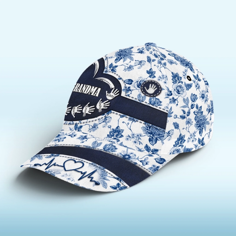 Custom Hat, All Over Print Classic Cap - Personalized Birthday Gifts For Mom, Grandma - Floral Love For Grandma Always