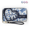 Custom Leather Long Wallet - Personalized Birthday Gifts For Mom, Grandma - Hearts Linked By Family Love