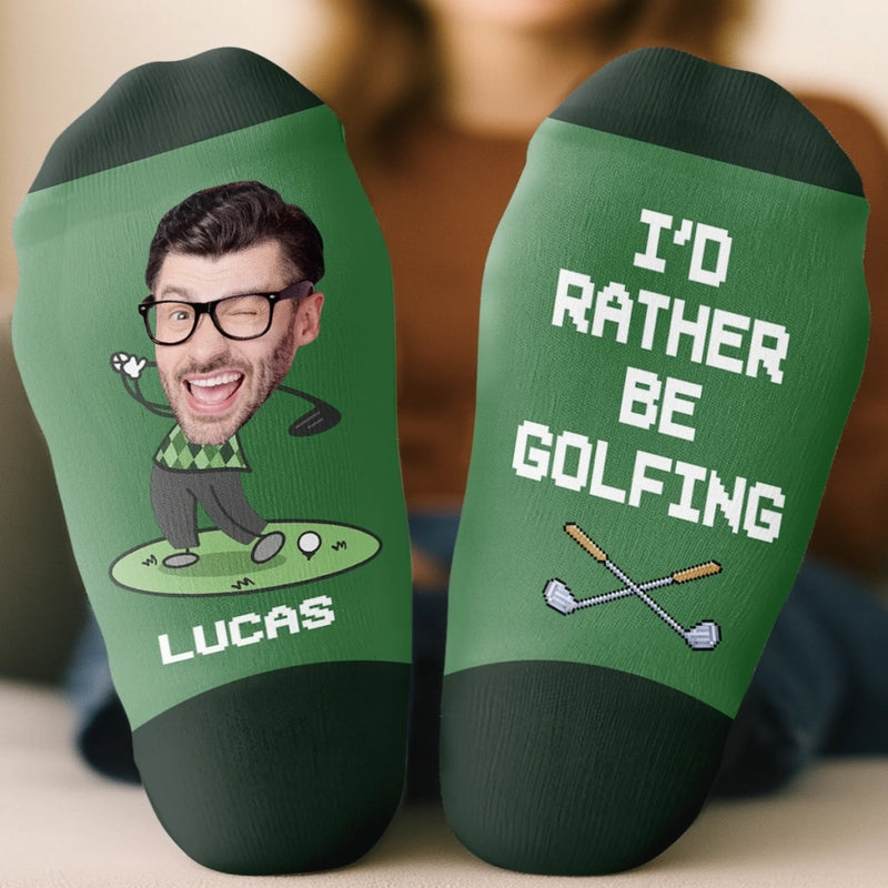 Custom Photo Crew Socks - Personalized Golf Gifts For Men, Women - Walks Like A Pro, Swings Like A Legend