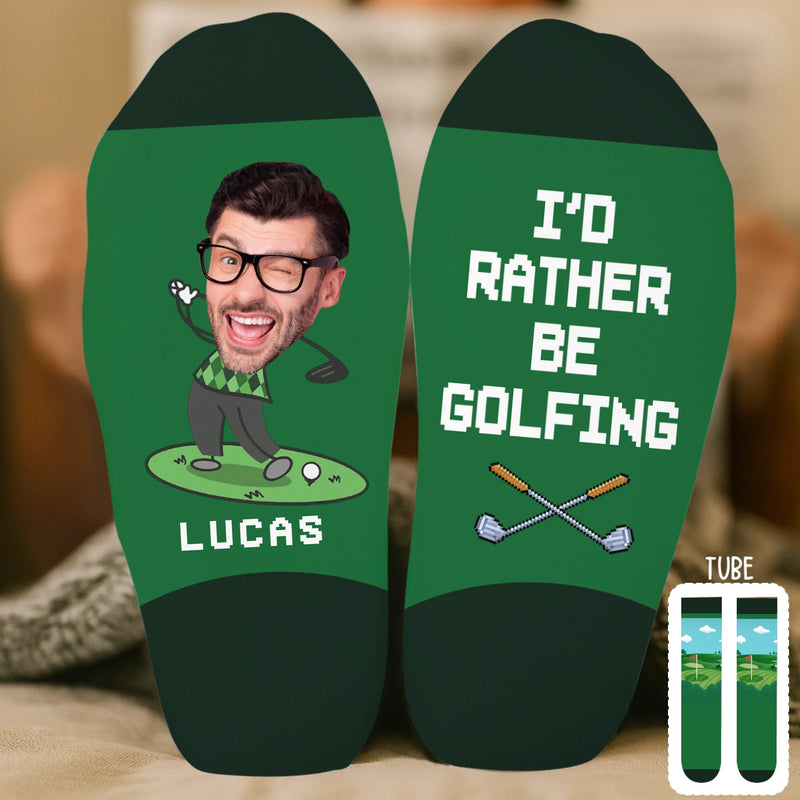Custom Photo Crew Socks - Personalized Golf Gifts For Men, Women - Walks Like A Pro, Swings Like A Legend