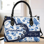 Custom Name Grandma Family Gifts - Personalized Leather Handbag