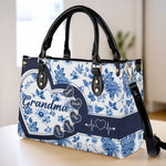 Custom Name Grandma Family Gifts - Personalized Leather Handbag