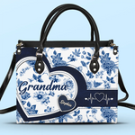 Custom Name Grandma Family Gifts - Personalized Leather Handbag