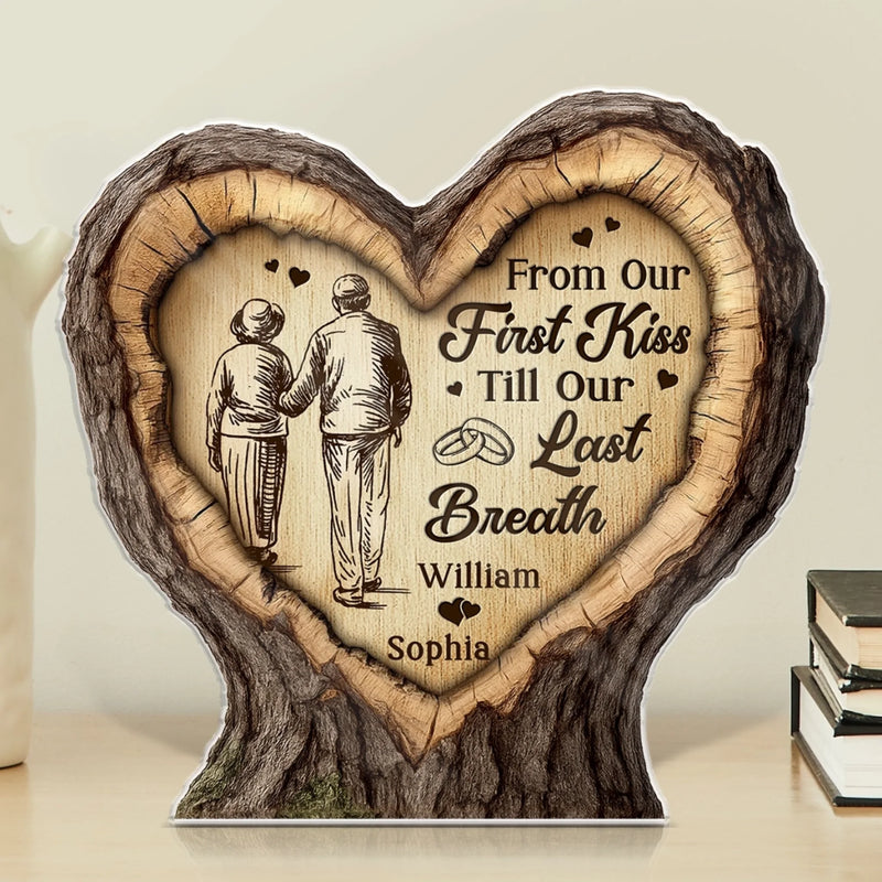Custom Acrylic Plaque - Personalized Anniversary Wedding Gifts For Husband And Wife, Him And Her - Our Journey Begins With First Kiss