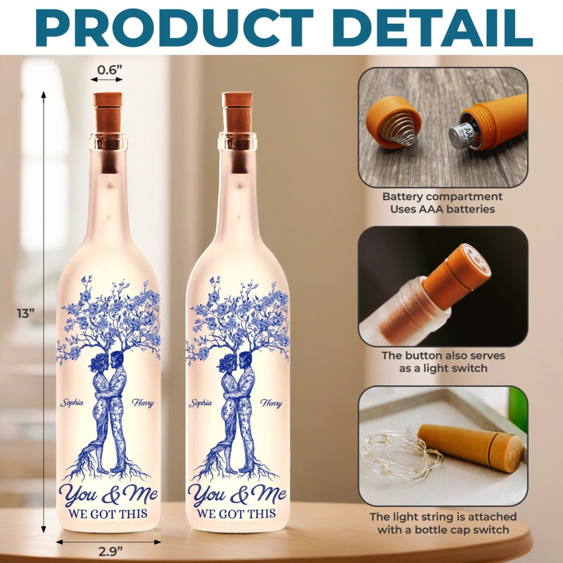 Custom Name Love Tree Couple Gifts - Personalized Bottle Lamp