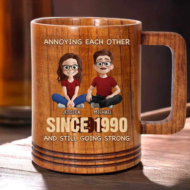 Custom Wooden Mug - Personalized Anniversary Wedding Gifts For Husband And Wife, Him And Her - Love, Laughter, And A Lifetime Of Eye Rolls