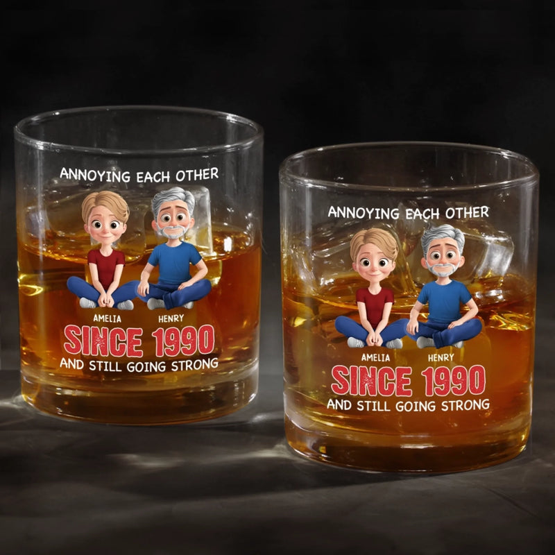 Custom Name Anniversary Gifts for Couples - Personalized Whiskey Glass