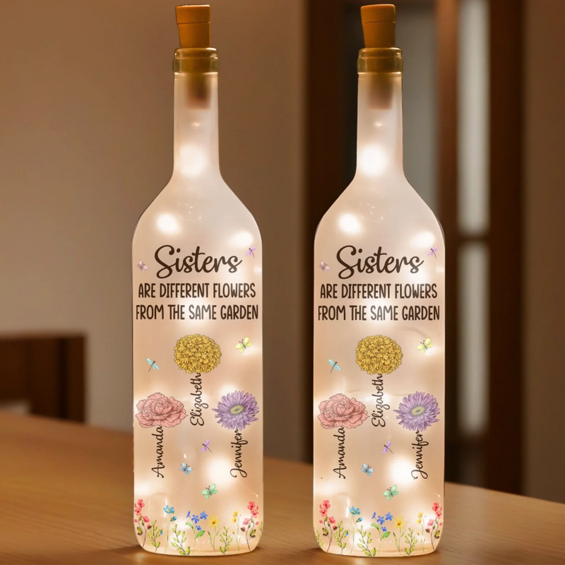 Custom Bottle Lamp - Personalized Best Friend Birthday Gifts For Women - One Garden, Many Colorful Blooms