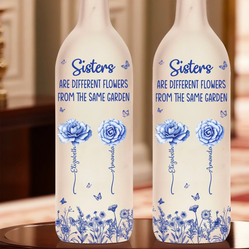 Custom Bottle Lamp - Personalized Best Friend Birthday Gifts For Women - Sisters Grow In The Same Garden Of Memories