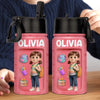 Custom 3D Inflated Effect Printed Kids Water Bottle - Personalized Back To School Gifts For Kids - Backpack Adventures Start With A Sip