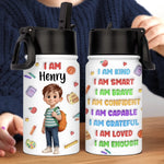 Custom Name School Affirmation Gifts for Kids - Personalized Kid Water Bottle