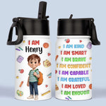 Custom Name School Affirmation Gifts for Kids - Personalized Kid Water Bottle