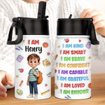 Custom Name School Affirmation Gifts for Kids - Personalized Kid Water Bottle