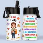 Custom Name School Affirmation Gifts for Kids - Personalized Kid Water Bottle