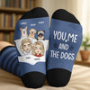 Custom Crew Socks - Personalized Anniversary Wedding Gifts For Husband And Wife, Dog Dad And Mom - Just Us And The Dog Life