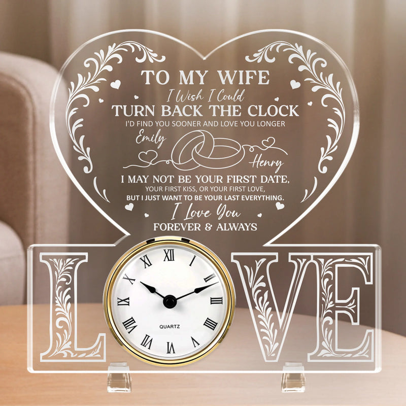 Custom Acrylic Desk Clock - Personalized Anniversary Wedding Gifts For Husband And Wife, Him And Her - My Heart’s Favorite Timekeeper