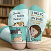 Custom Crew Socks - Personalized Birthday Gifts For Dog Lovers, Dog Dad And Mom - I Like To Stay In Bed With My Dog