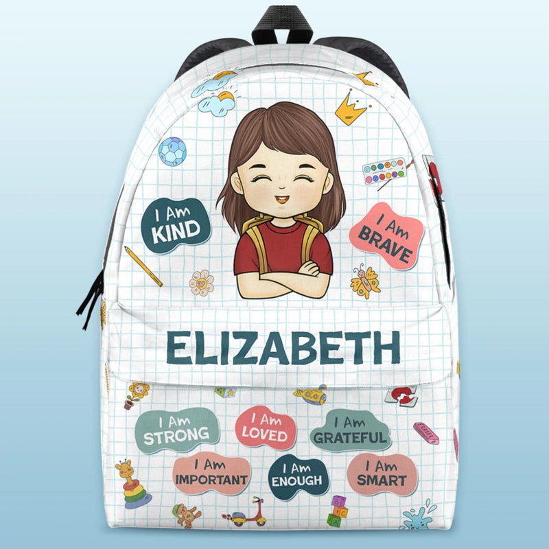Custom Name Girl Affirmation Gifts for Kids - Personalized Kid Backpack Combo