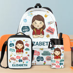 Custom Name Girl Affirmation Gifts for Kids - Personalized Kid Backpack Combo