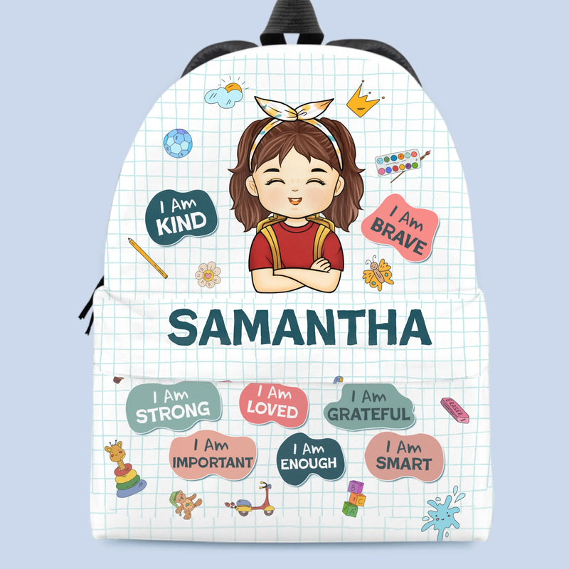 Custom Name Girl Affirmation Gifts for Kids - Personalized Kid Backpack Combo