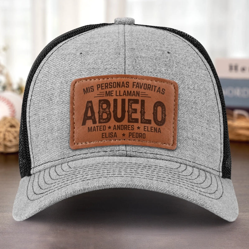 Gorra Con Parche De Cuero Personalizada - Regalos De Cumpleaños Personalizados Para Papá, Abuelo - Abuelos Llenos De Bendiciones