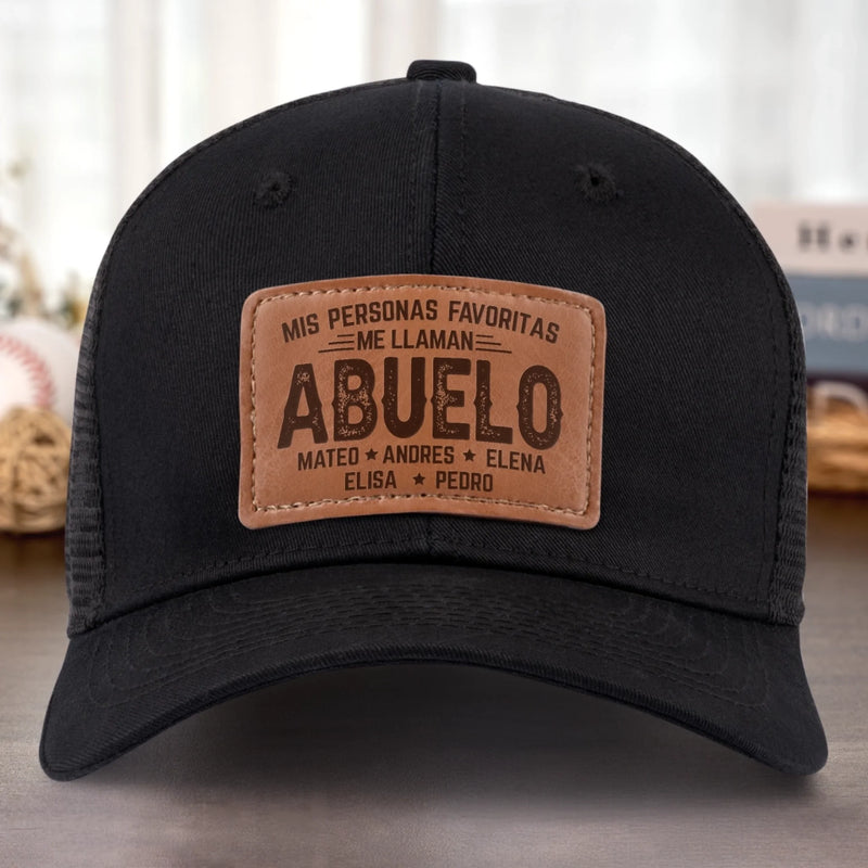 Gorra Con Parche De Cuero Personalizada - Regalos De Cumpleaños Personalizados Para Papá, Abuelo - Abuelos Llenos De Bendiciones