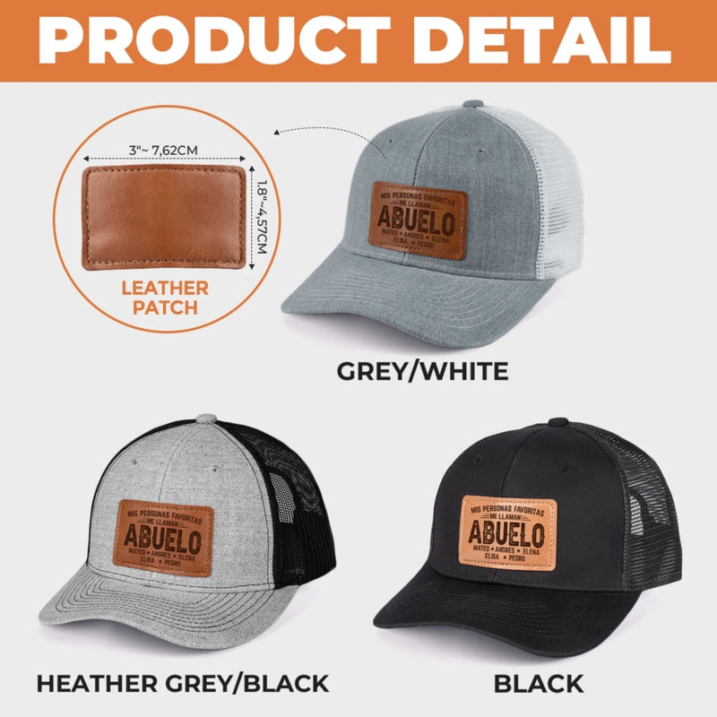 Gorra Con Parche De Cuero Personalizada - Regalos De Cumpleaños Personalizados Para Papá, Abuelo - Abuelos Llenos De Bendiciones