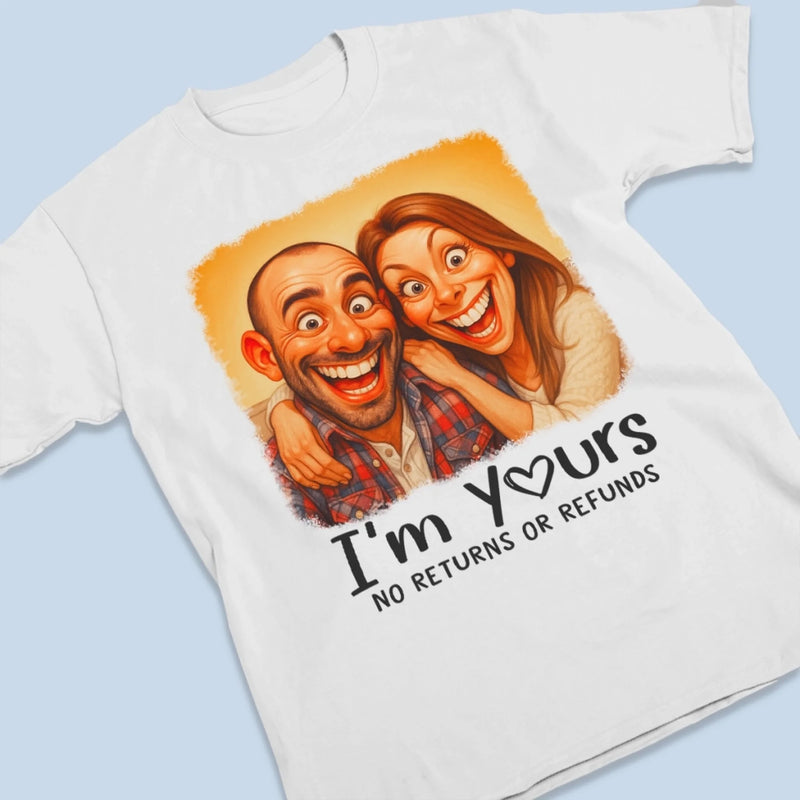 Custom Photo Funny Caricature Unisex T-shirt, Premium T-shirt, Hoodie - Personalized Anniversary Wedding Gifts For Husband And Wife, Him And Her - No Givebacks, Just Give Love