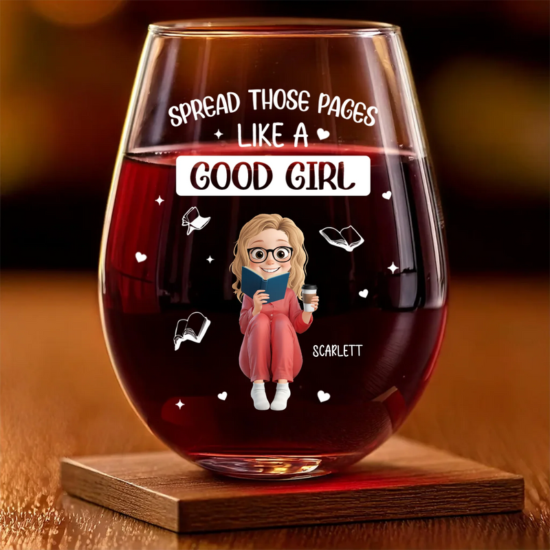 Custom Wine Glass - Personalized Bookish Gifts For Book Lovers, Bookworms, Readers - Smart Girls Read Harder