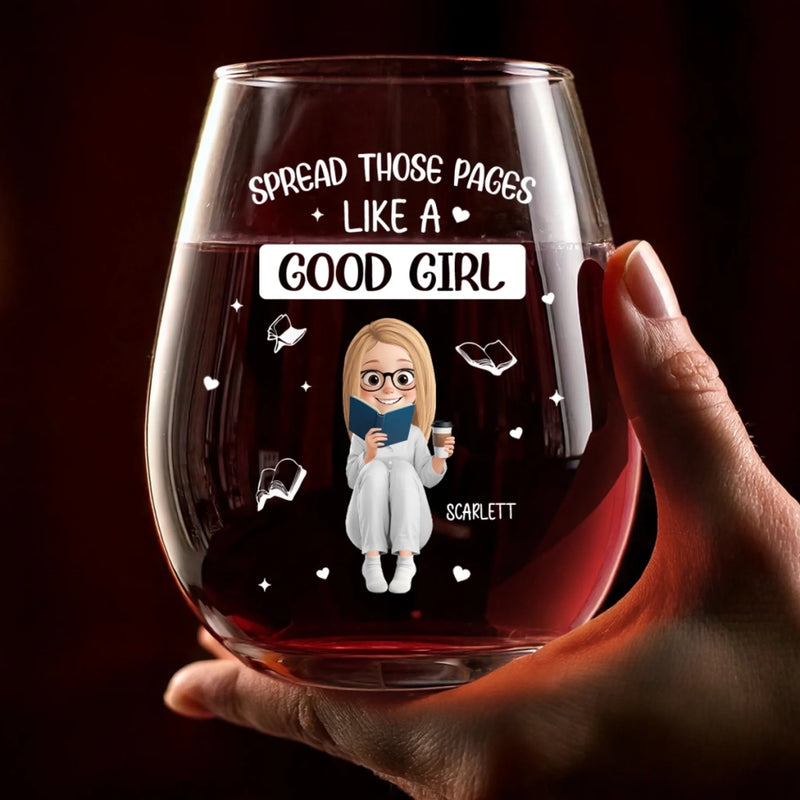 Custom Wine Glass - Personalized Bookish Gifts For Book Lovers, Bookworms, Readers - Smart Girls Read Harder