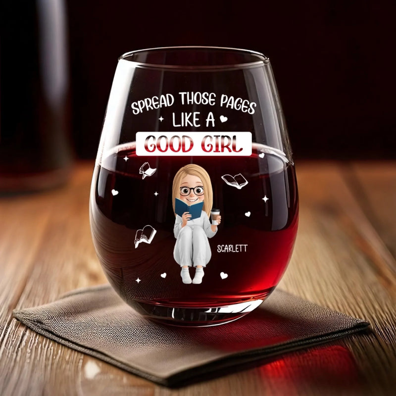 Custom Wine Glass - Personalized Bookish Gifts For Book Lovers, Bookworms, Readers - Smart Girls Read Harder
