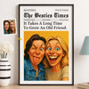 Custom Photo Funny Caricature Vertical Poster - Personalized Best Friend Birthday Gifts For Women - The Besties Time