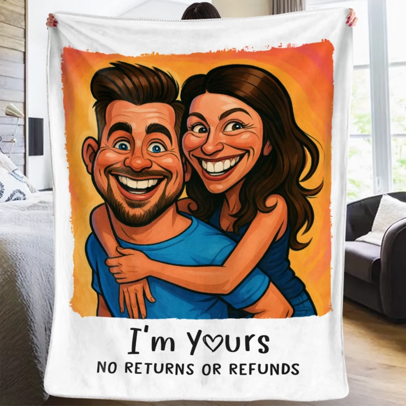 Custom Photo Funny Caricature Blanket - Personalized Anniversary Wedding Gifts For Husband And Wife, Him And Her - Annoying Each Other