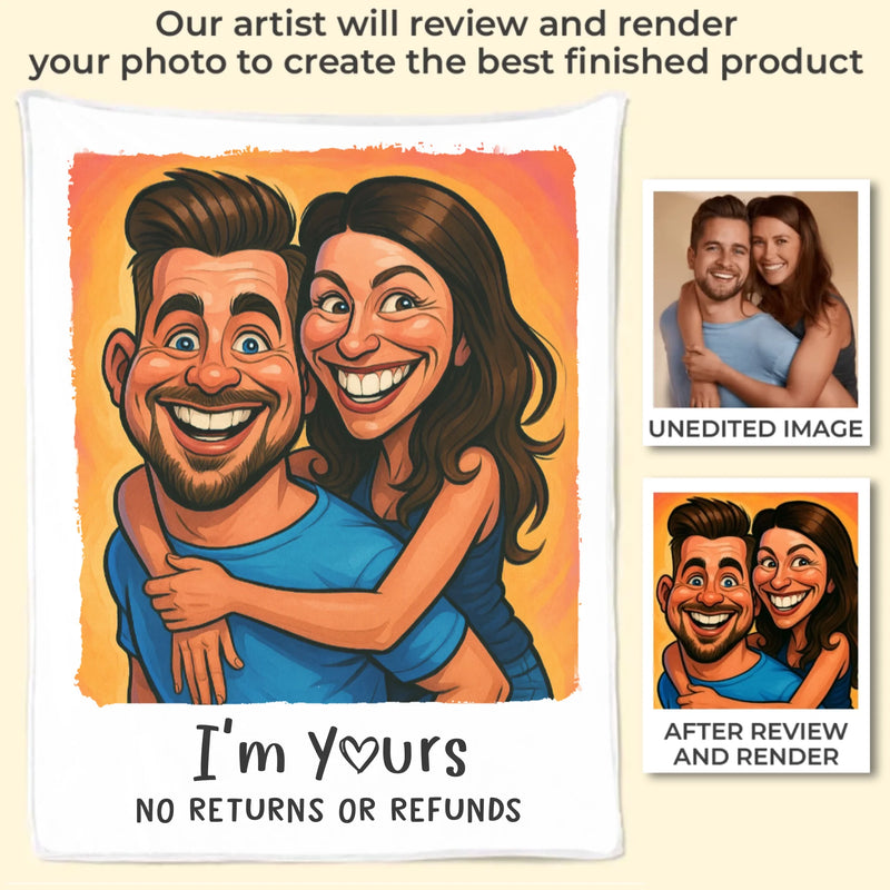 Custom Photo Funny Caricature Blanket - Personalized Anniversary Wedding Gifts For Husband And Wife, Him And Her - Annoying Each Other