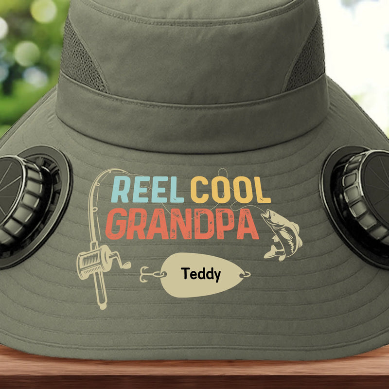 Custom Name Fishing Grandpa Gifts - Personalized Solar Fan Hat