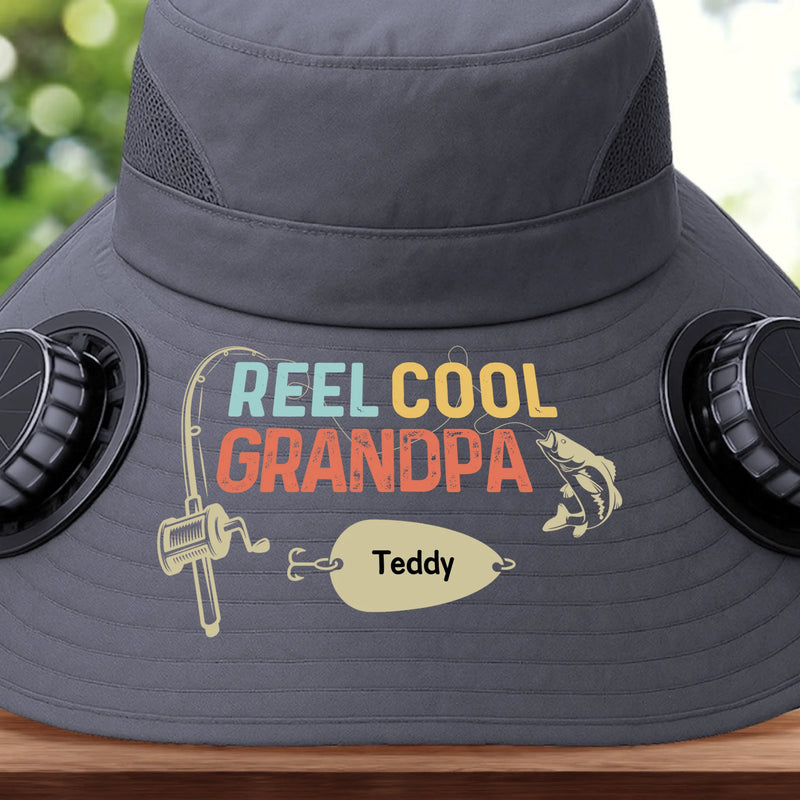 Custom Name Fishing Grandpa Gifts - Personalized Solar Fan Hat