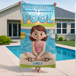 Custom Name Grandma and Grandpa's Pool Gifts for Kids - Personalized Beach Towel