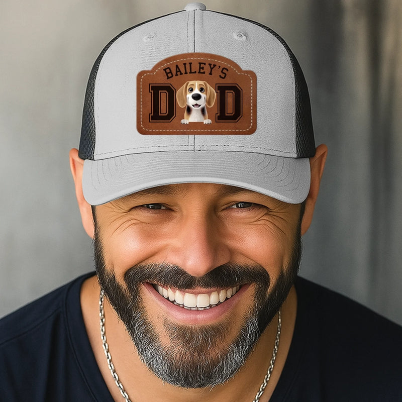 Custom Name Dog Dad Gifts for Dog Lovers - Personalized Custom Shaped Leather Patch Cap