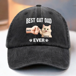 Custom Name Best Cat Dad Gifts for Cat Lovers - Personalized Washed Baseball Cap