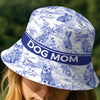 Custom Bucket Hat - Personalized Birthday Gifts For Dog Lovers, Dog Dad And Mom - Blue Toile, Golden Souls