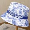 Custom Bucket Hat - Personalized Birthday Gifts For Dog Lovers, Dog Dad And Mom - Blue Toile, Golden Souls
