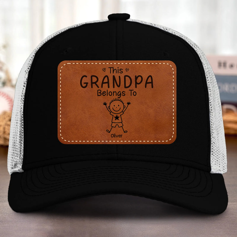 Custom Shaped Leather Patch Hat - Personalized Birthday Gifts For Dad, Grandpa - Holding Family Close Every Day