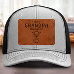 Custom Name Grandpa Gifts for Grandpas - Personalized Custom Shaped Leather Patch Cap
