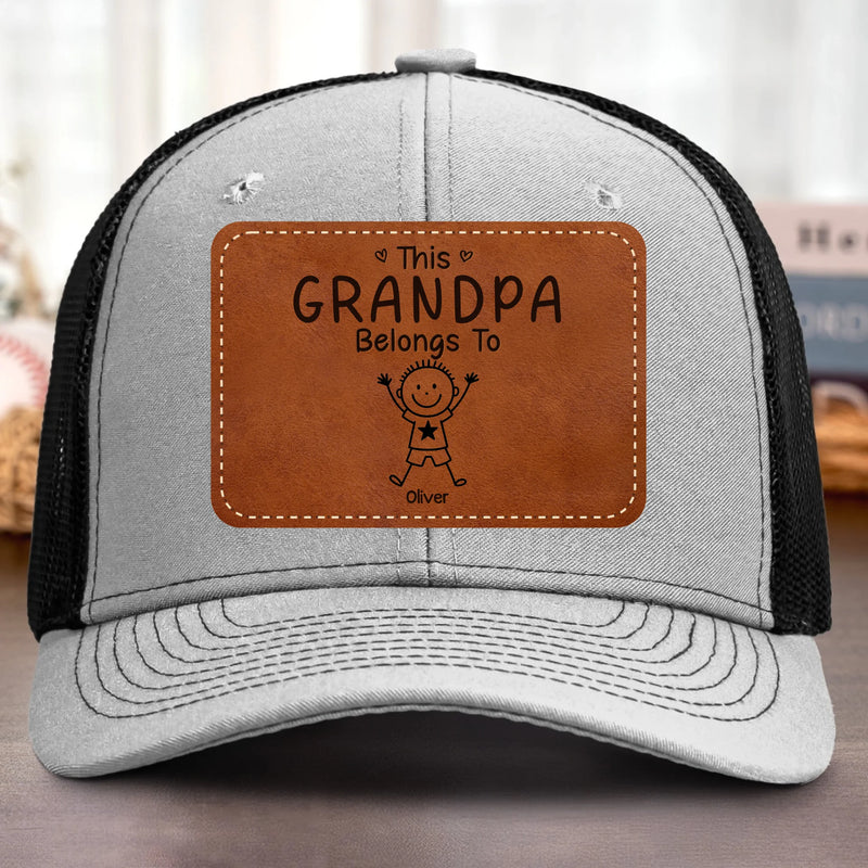 Custom Shaped Leather Patch Hat - Personalized Birthday Gifts For Dad, Grandpa - Holding Family Close Every Day