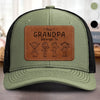 Custom Shaped Leather Patch Hat - Personalized Birthday Gifts For Dad, Grandpa - Holding Family Close Every Day